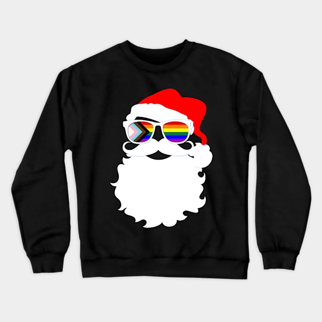 Santa Claus LGBTQ Progress Pride Flag Sunglasses Crewneck Sweatshirt by wheedesign